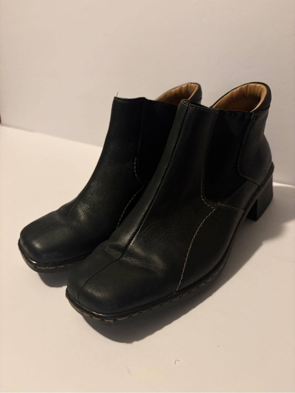 Josef Seibel Black Leather Square Toe Chelsea Ankle Boots 39 - Picture 6 of 14